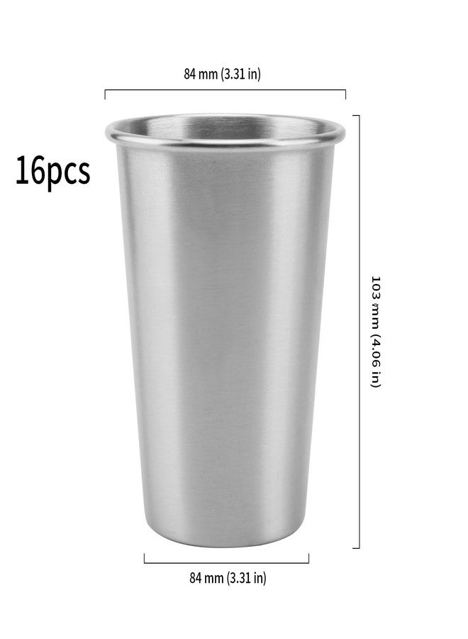 HOIGON 16 Pack Stainless Steel Cups, 12oz Shatterproof Metal Drinking Cups, Unbreakable Stackable Stainless Steel Tumblers for Travel, Camping, Outdoor Activities - Image 2